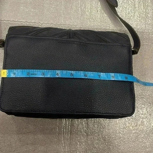 Aimee Kestenberg Blue Pebble Leather Suede Crossbody Handbag magnet closure - Picture 6 of 15